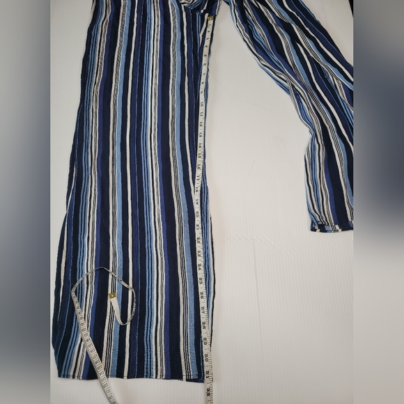 NWT I.N. Blue White Stripe Sleeveless Lace Bodice Wide Leg Jumpsuit, Sz 11 - Picture 13 of 15